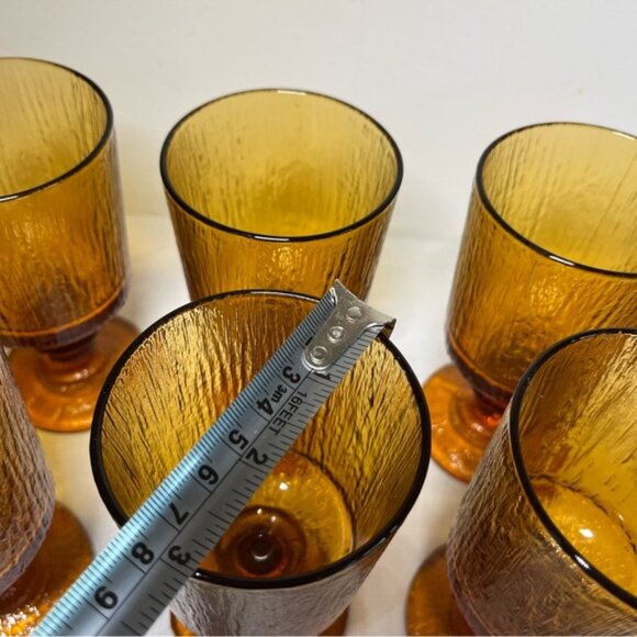 Ravenhead Siesta Amber Textured Goblets Wine Glass 1970s 8 larger5 small - Picture 8 of 12